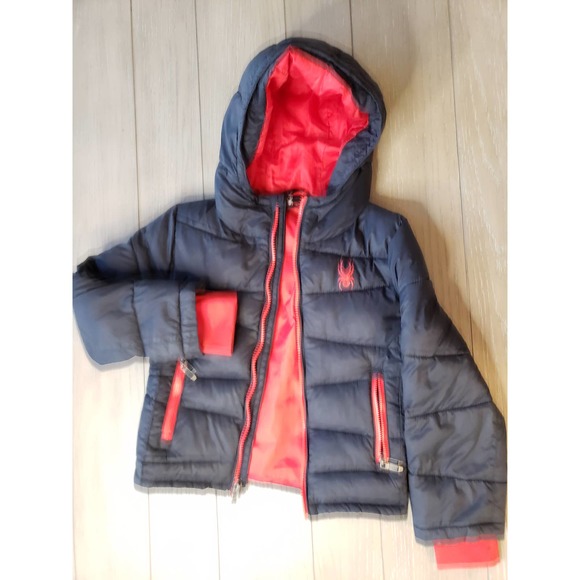 Spyder Boys Black and Red Therma Puffer Full Zip Jacket size 4 - Picture 1 of 5
